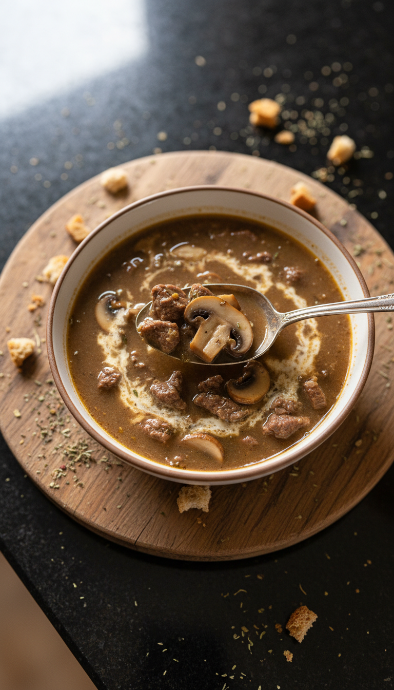 Creamy Beef Stroganoff Soup