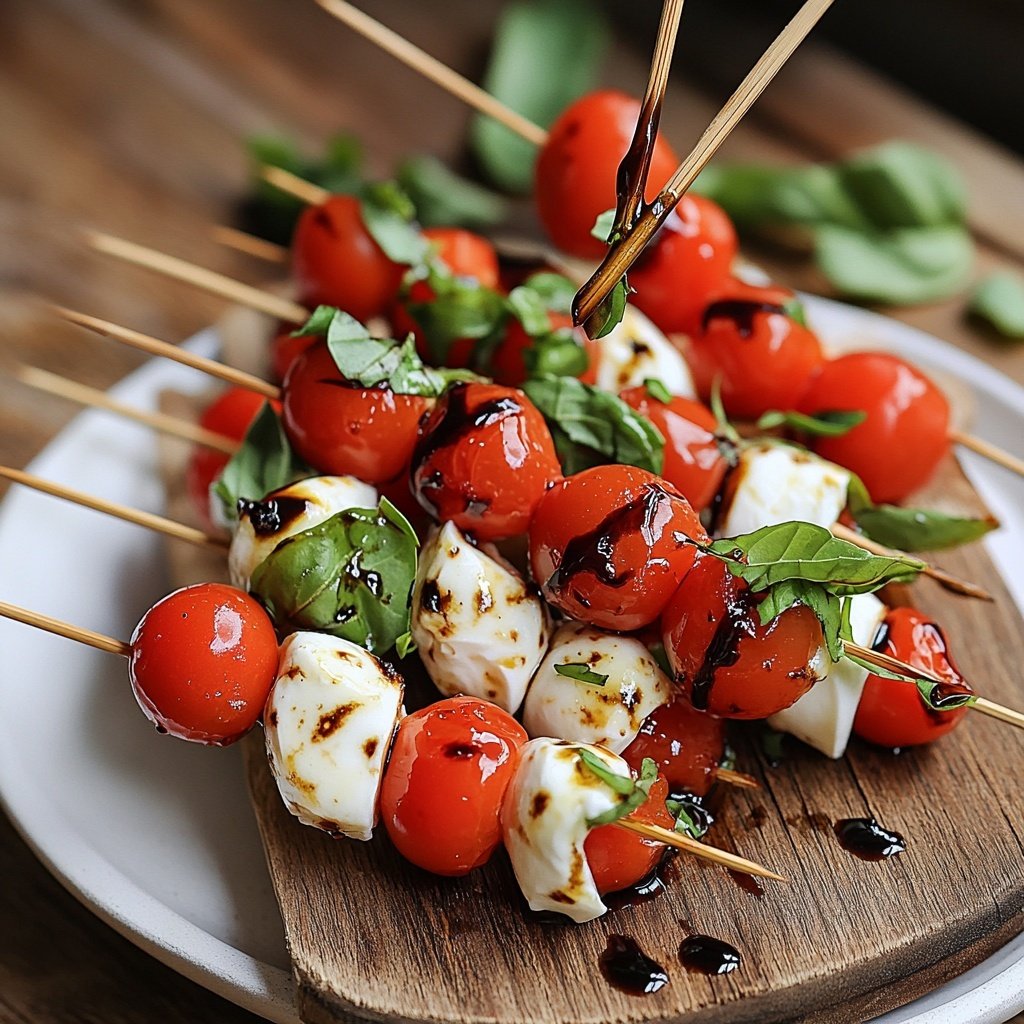 Simple Caprese Cherry Tomato Skewers