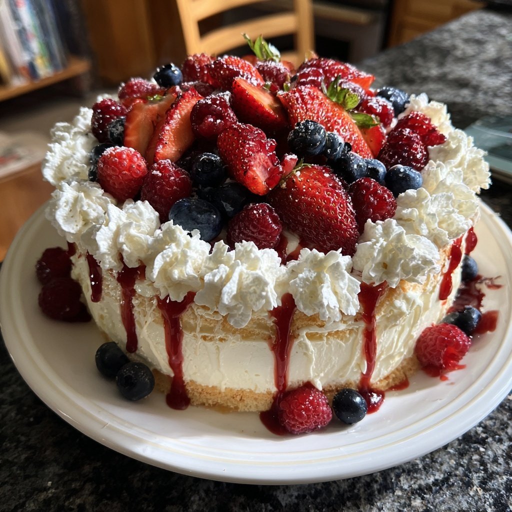 Beautiful Berry Cake with Whipped Cream