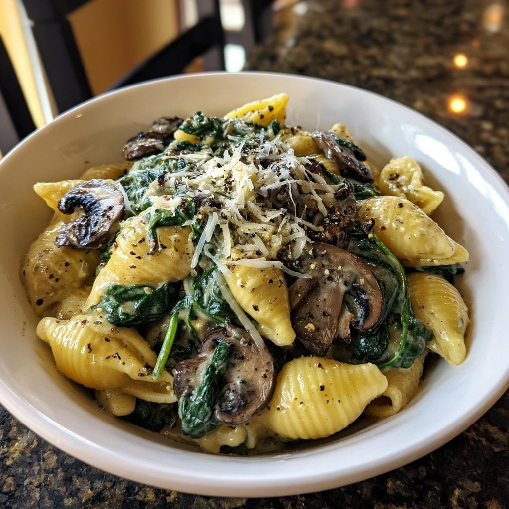 Creamy Spinach Mushroom Pasta