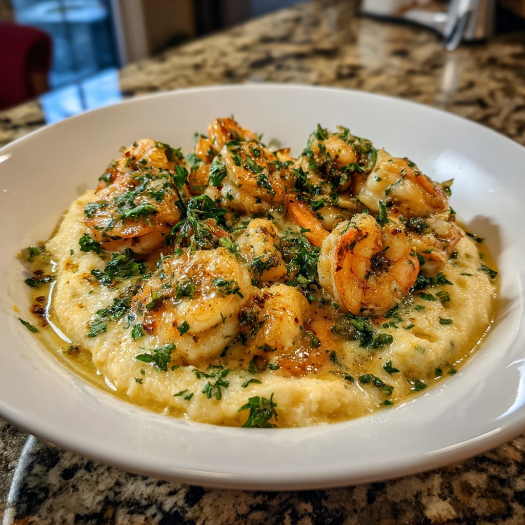 Lemon Garlic Shrimp and Grits