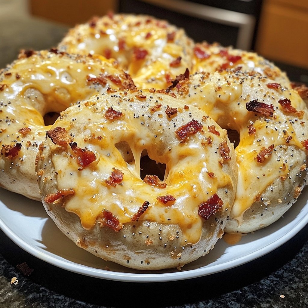 Creamy Bacon Cheddar Bagels