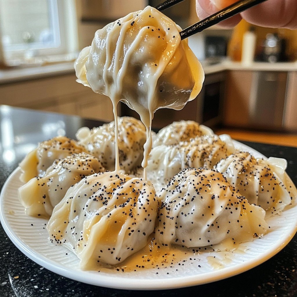 Steamed Dumplings with Vanilla Sauce and Poppy Seeds