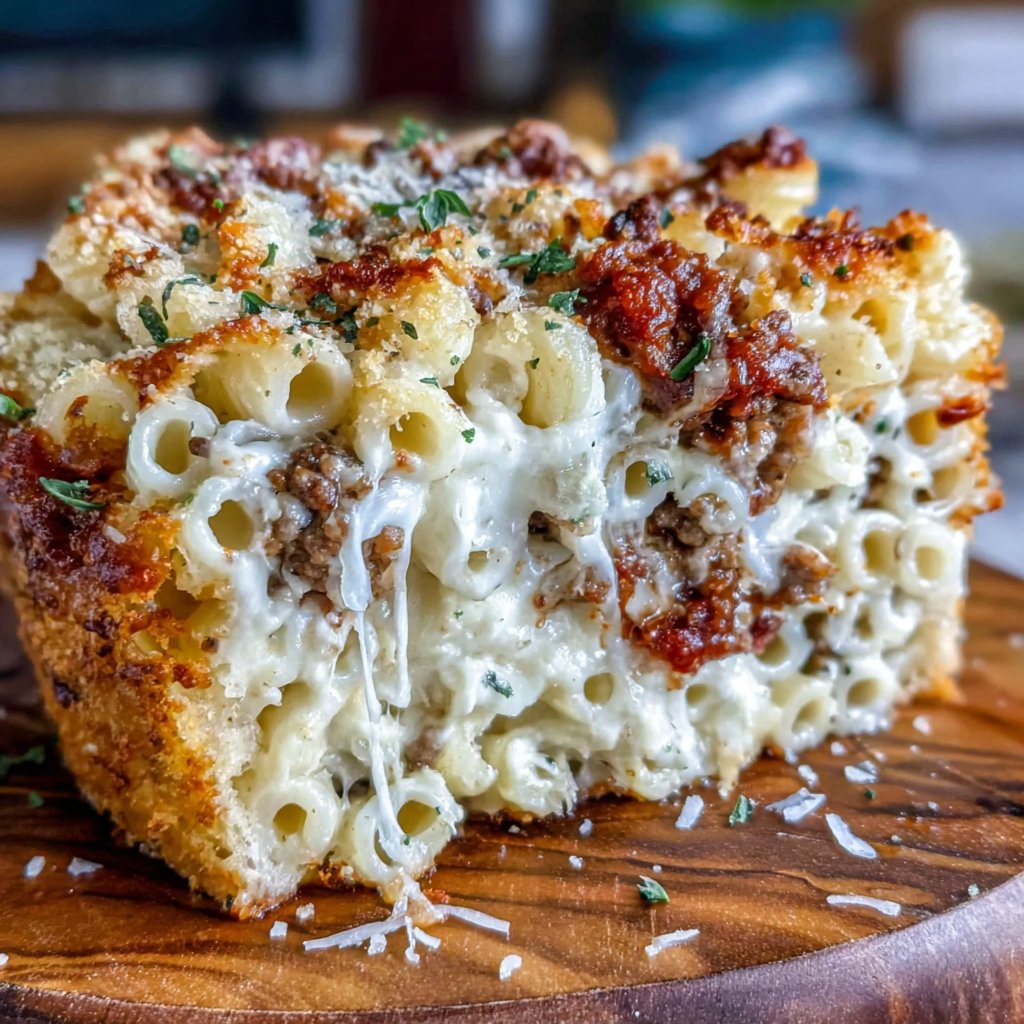 Garlicky Hamburger Meat Pasta Bake