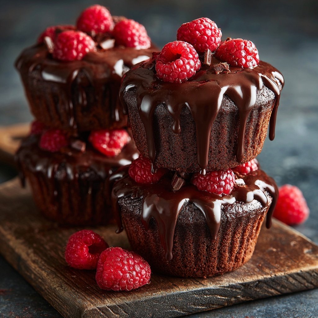 Chocolate Raspberry Layered Cupcakes