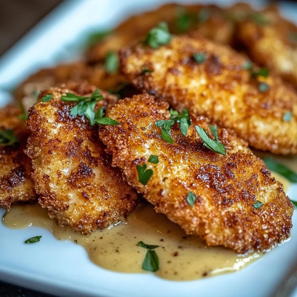 Crispy Parmesan Chicken with Garlic Sauce