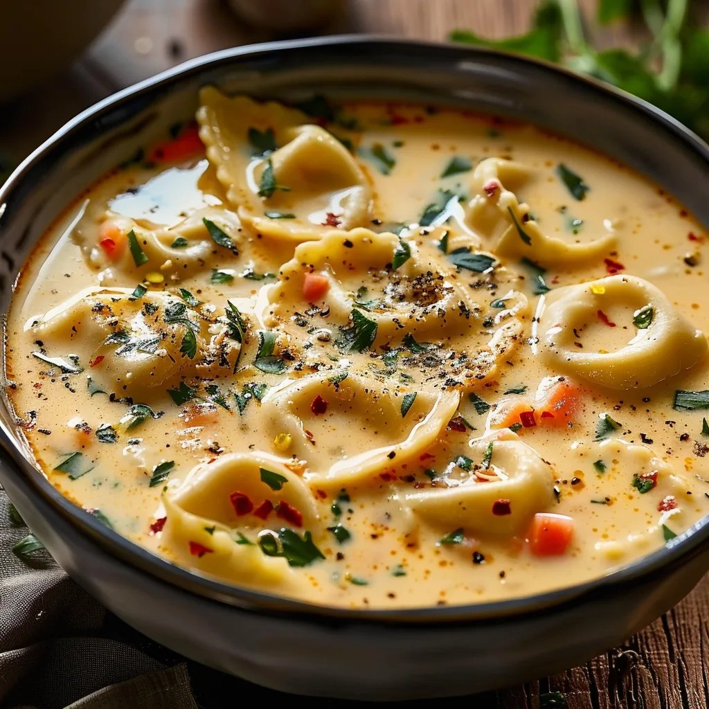 Creamy Tuscan Ravioli Soup