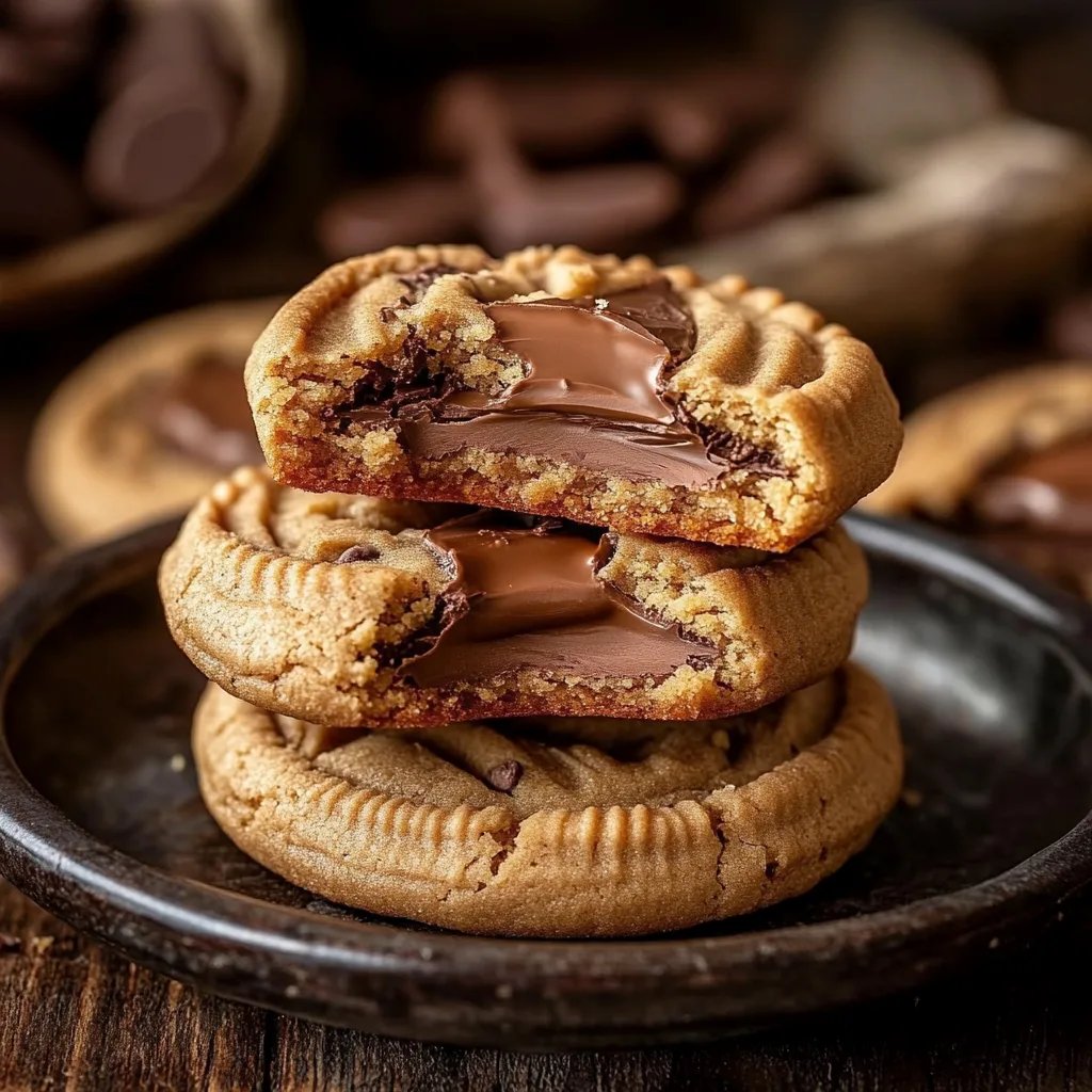 Soft Peanut Butter Cup Cookies Filled with Chocolate