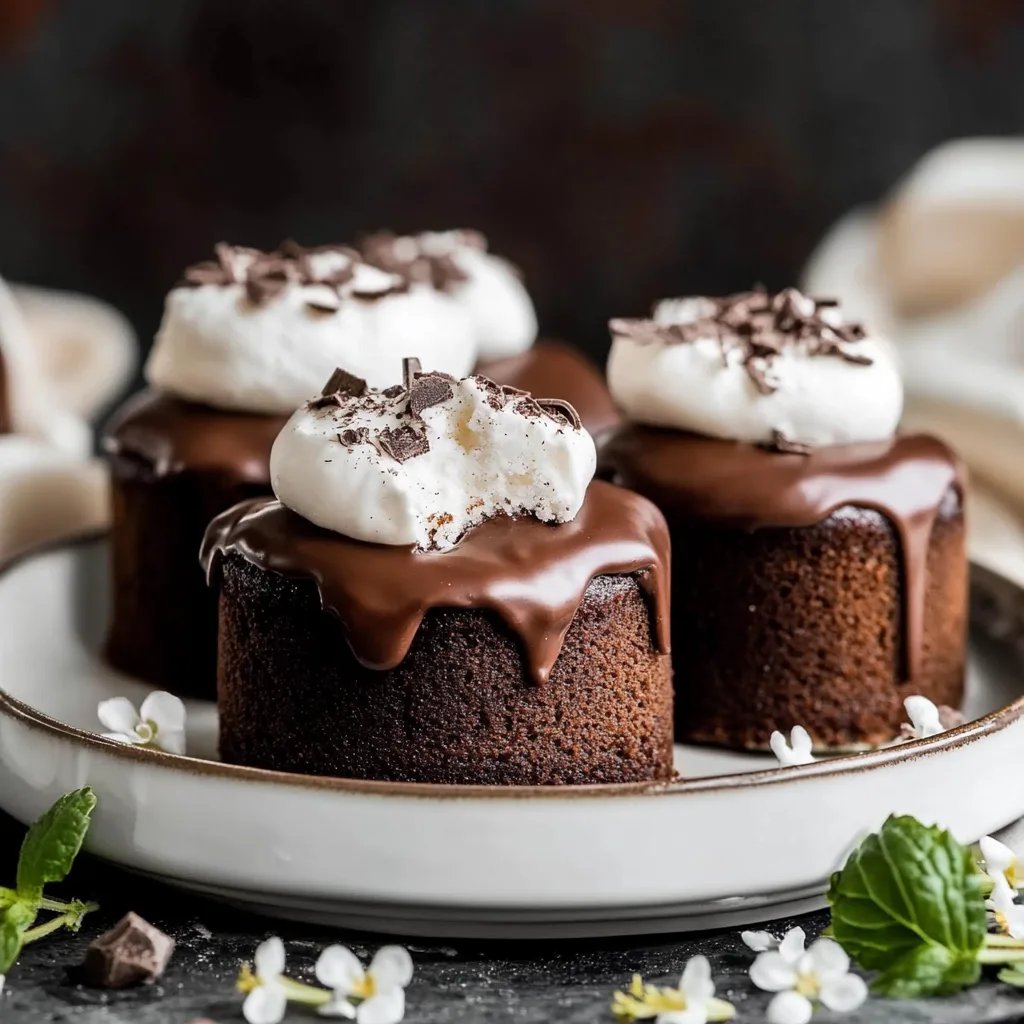 Mini Chocolate Cakes with Marshmallow Filling