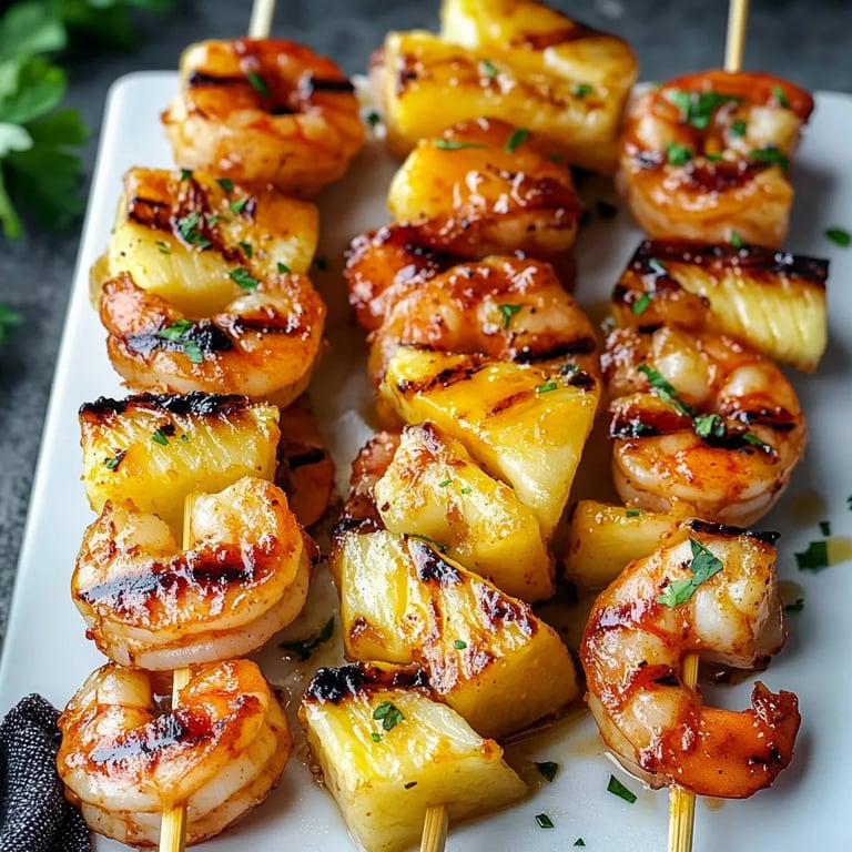 Sweet and Spicy Pineapple Shrimp Skewers
