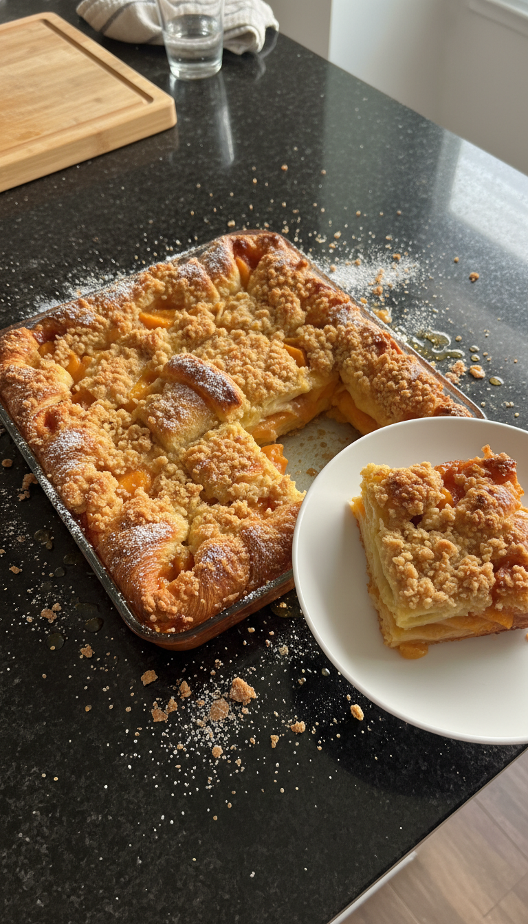 Peach Streusel Croissant Bake