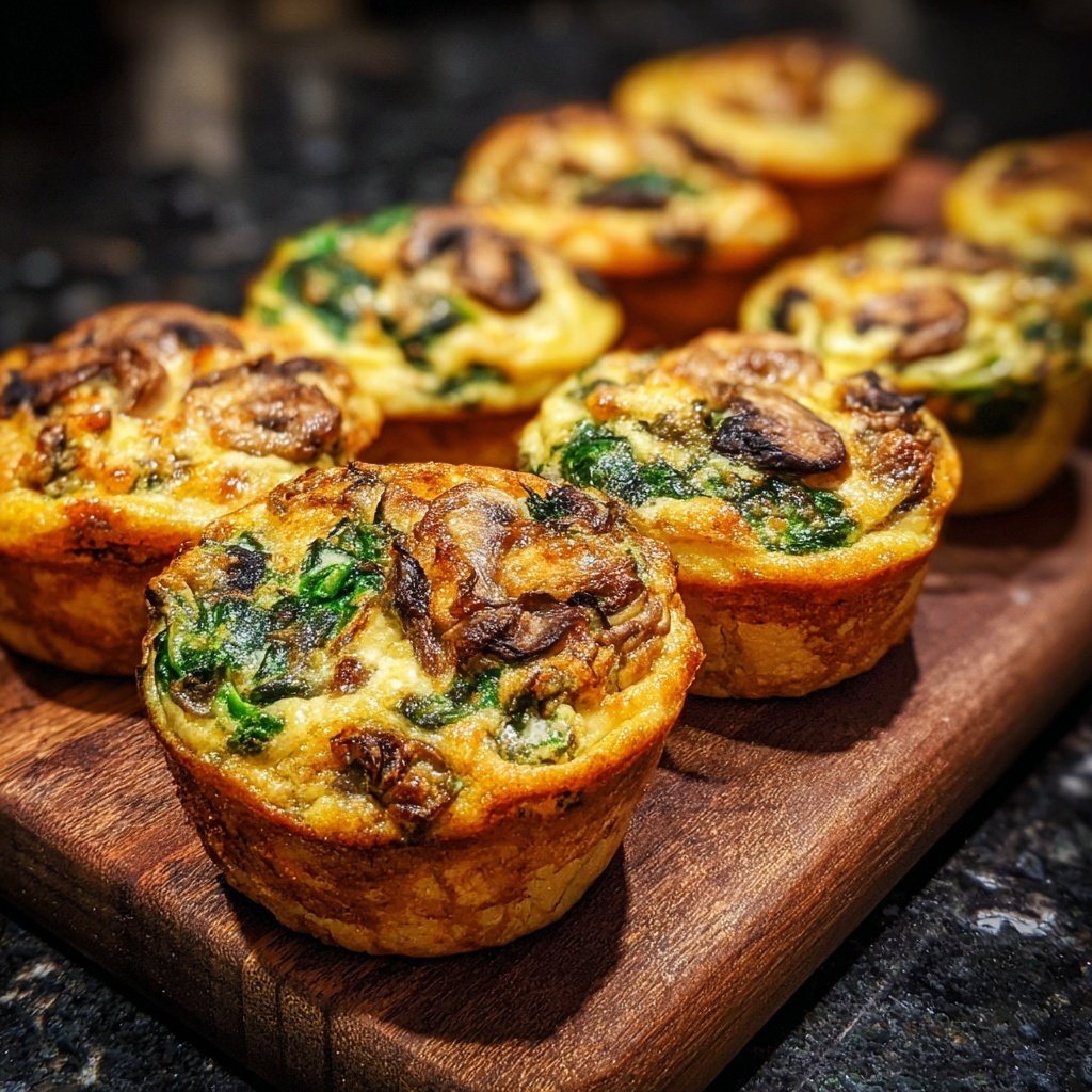 Mushroom and Spinach Quiche Muffins