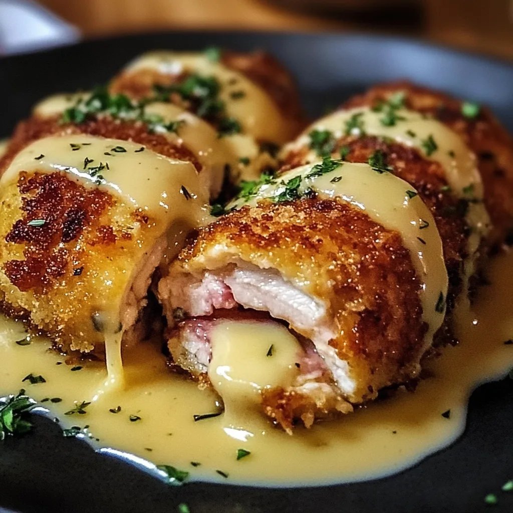 Crispy and Creamy Chicken Cordon Bleu with Dijon Sauce