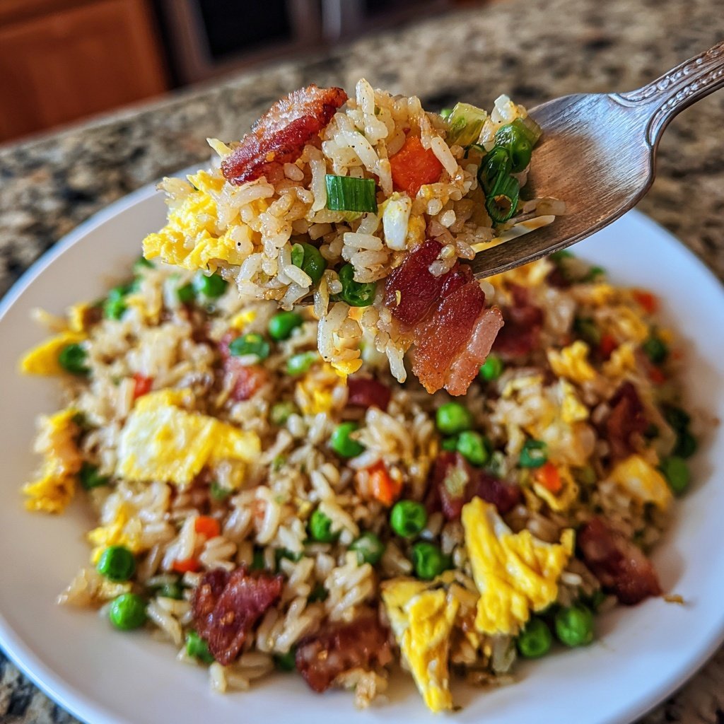 Breakfast Fried Rice with Bacon and Veggies​