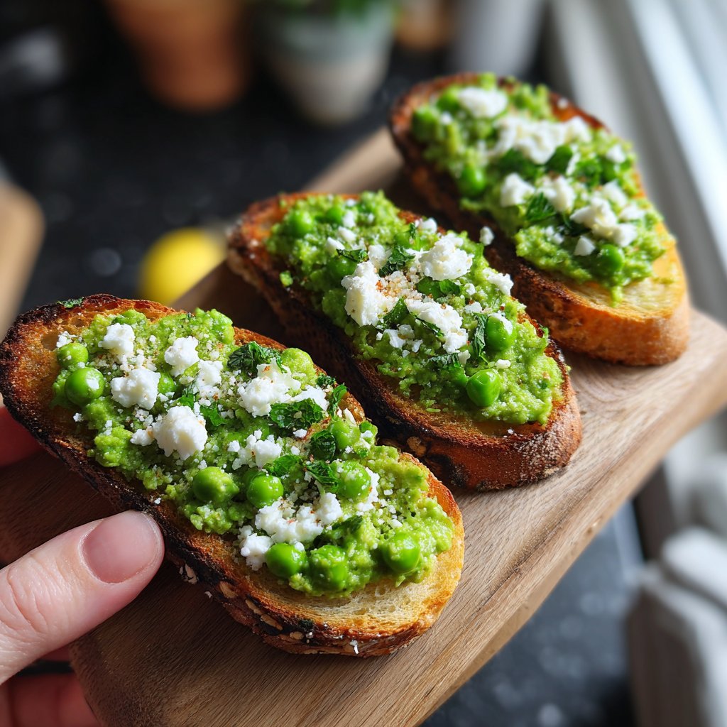 Smashed Pea and Mint Crostini