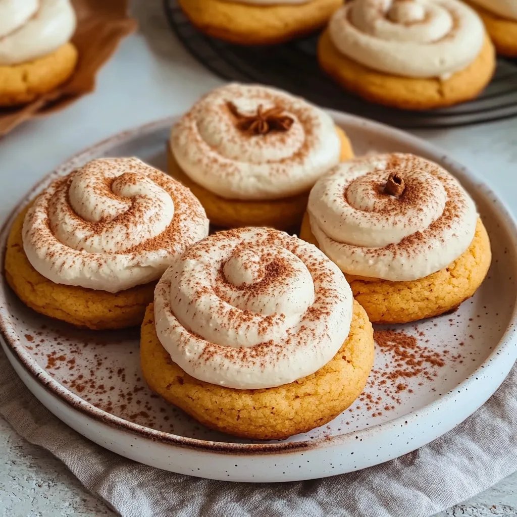Soft Pumpkin Cookies with Cinnamon Frosting