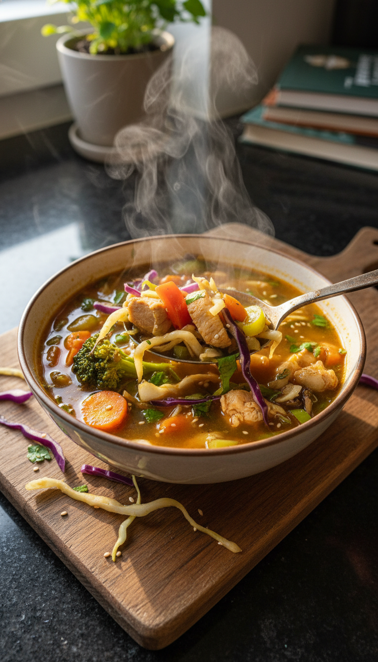 Chicken and Cabbage Stir-fry Soup