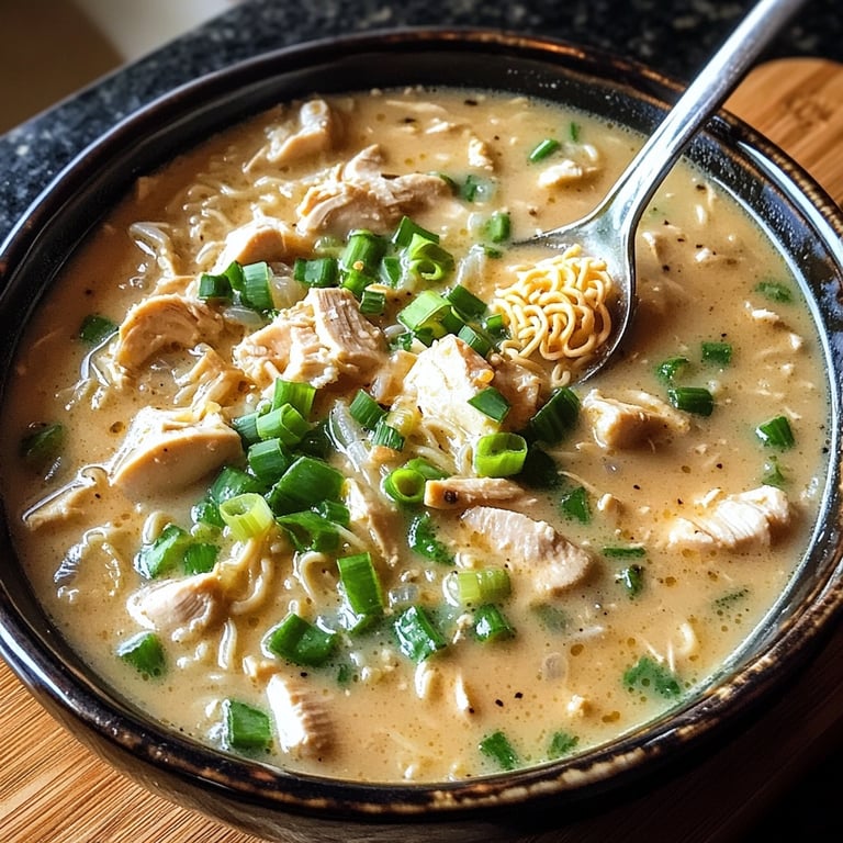 Creamy Chicken Soup with Coconut Milk & Ramen
