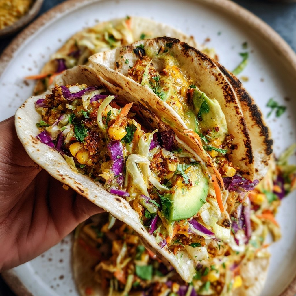 Crispy Veggie Tacos with Slaw
